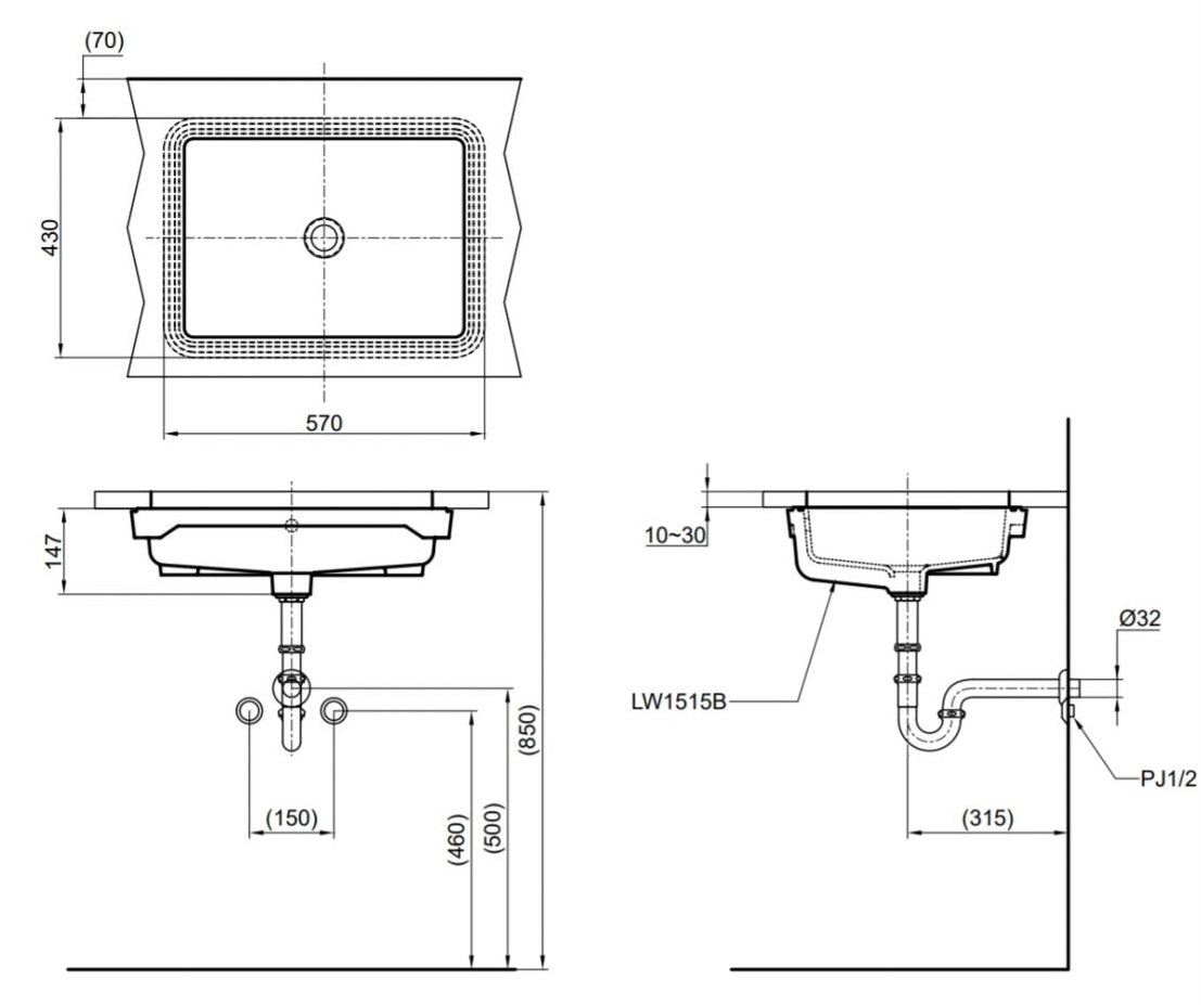 Ban ve bon rua mat lavabo TOTO LT1515#XW​ am ban