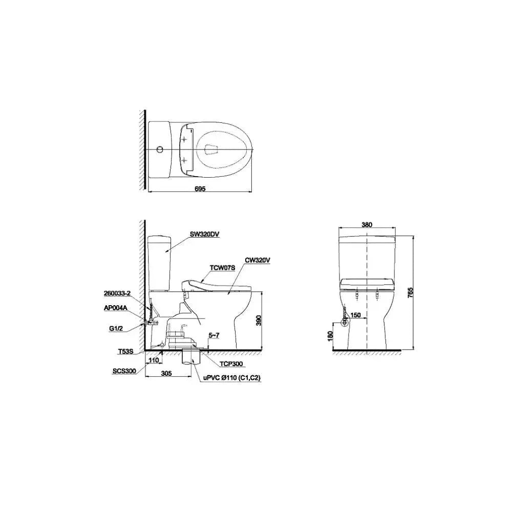 Cs320Dre2#W Bàn Cầu Hai Khối