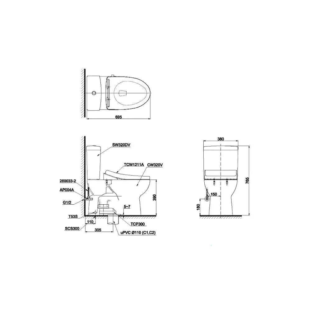 Cs320Dre4#W Bàn Cầu Hai Khối