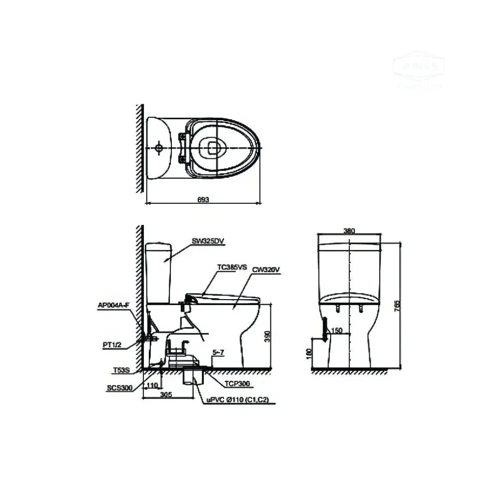 Cs326Dt3#Xw Bàn Cầu Hai Khối