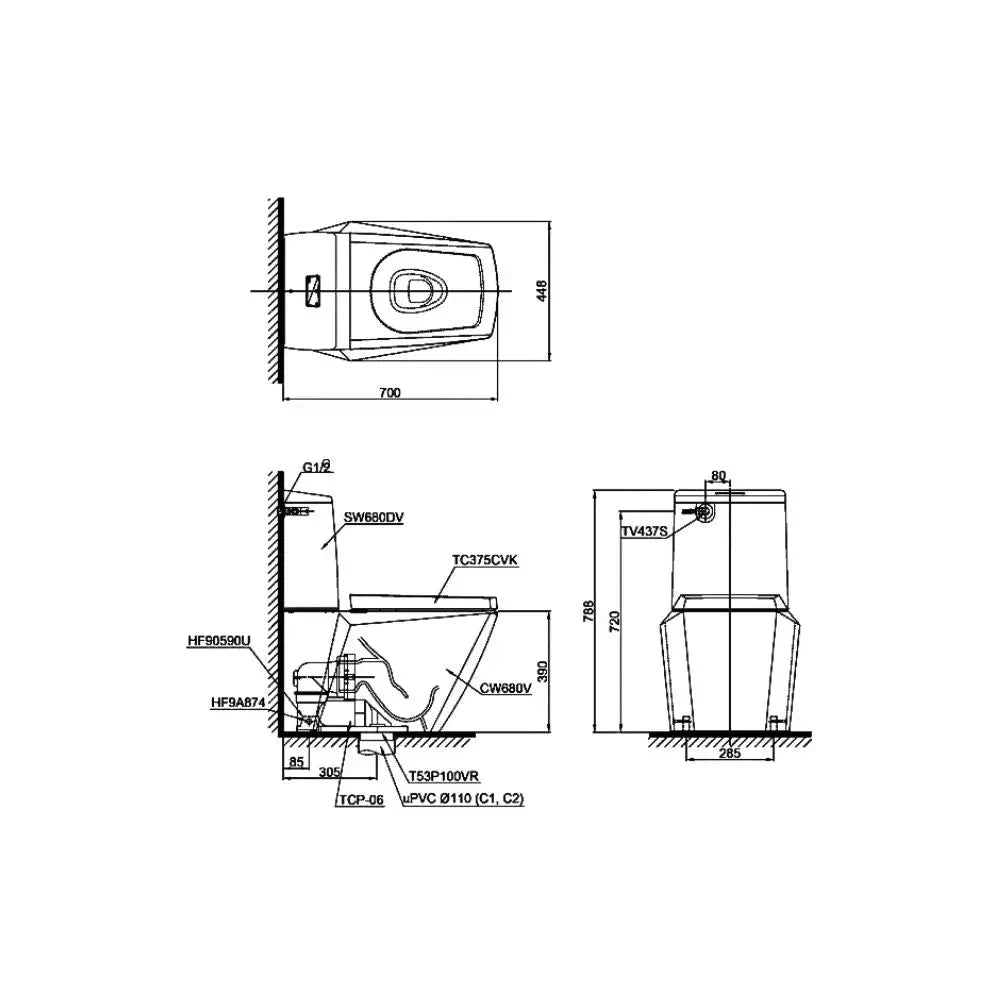 Bàn cầu 2 khối CS680DT4 | Thiết Bị Vệ Sinh TOTO