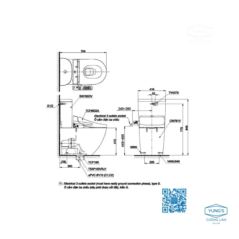 Bàn cầu 2 khối CS761DW8#XW | Thiết Bị Vệ Sinh TOTO