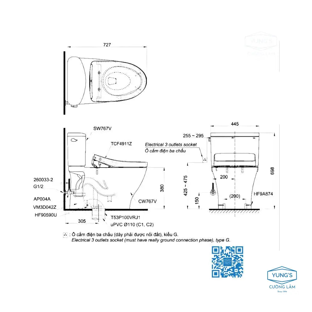 Bàn cầu 2 khối CS767RW11#XW | Thiết Bị Vệ Sinh TOTO