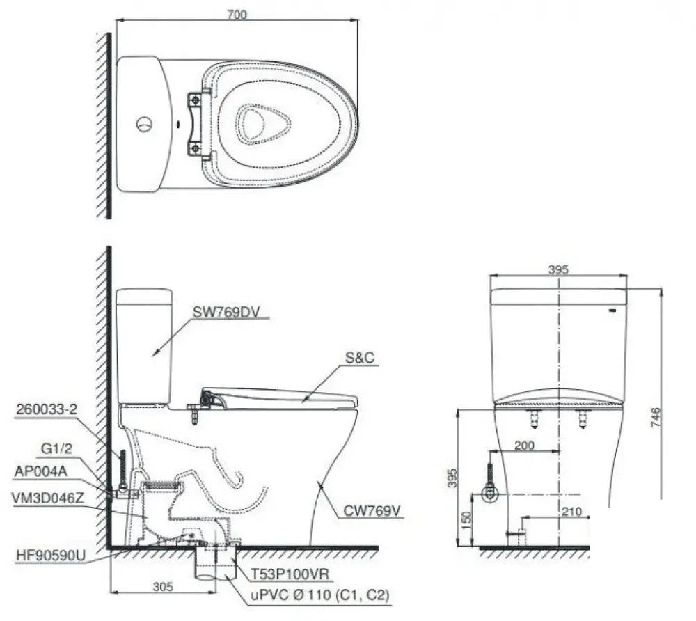 Cs769Drt10#Xw 分離式馬桶