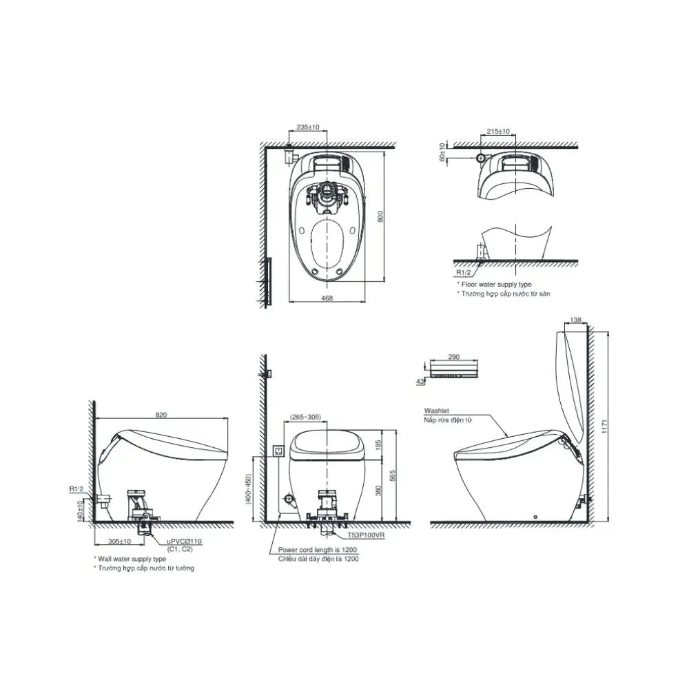 Cs902Vt T53P100Vr Bồn Cầu Thông Minh