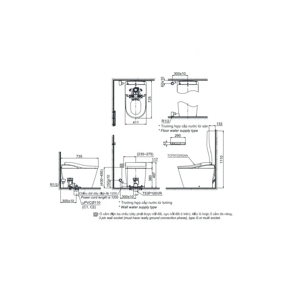 Cs911Vt#Nw1 Tcf87320Gaa#Nw1 T53P100Vr Bàn Cầu Thông Minh Neorest Ls (220V)