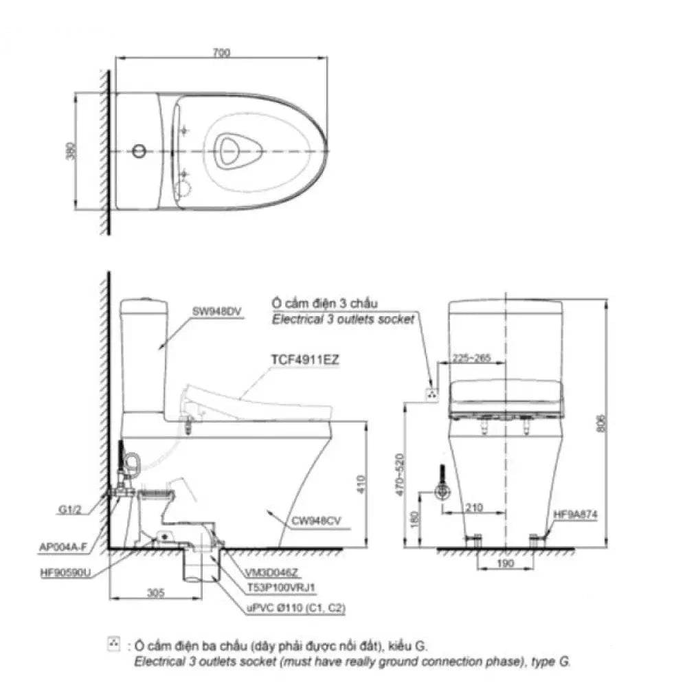 Cs948Cdw12#Xw Bàn Cầu Hai Khối