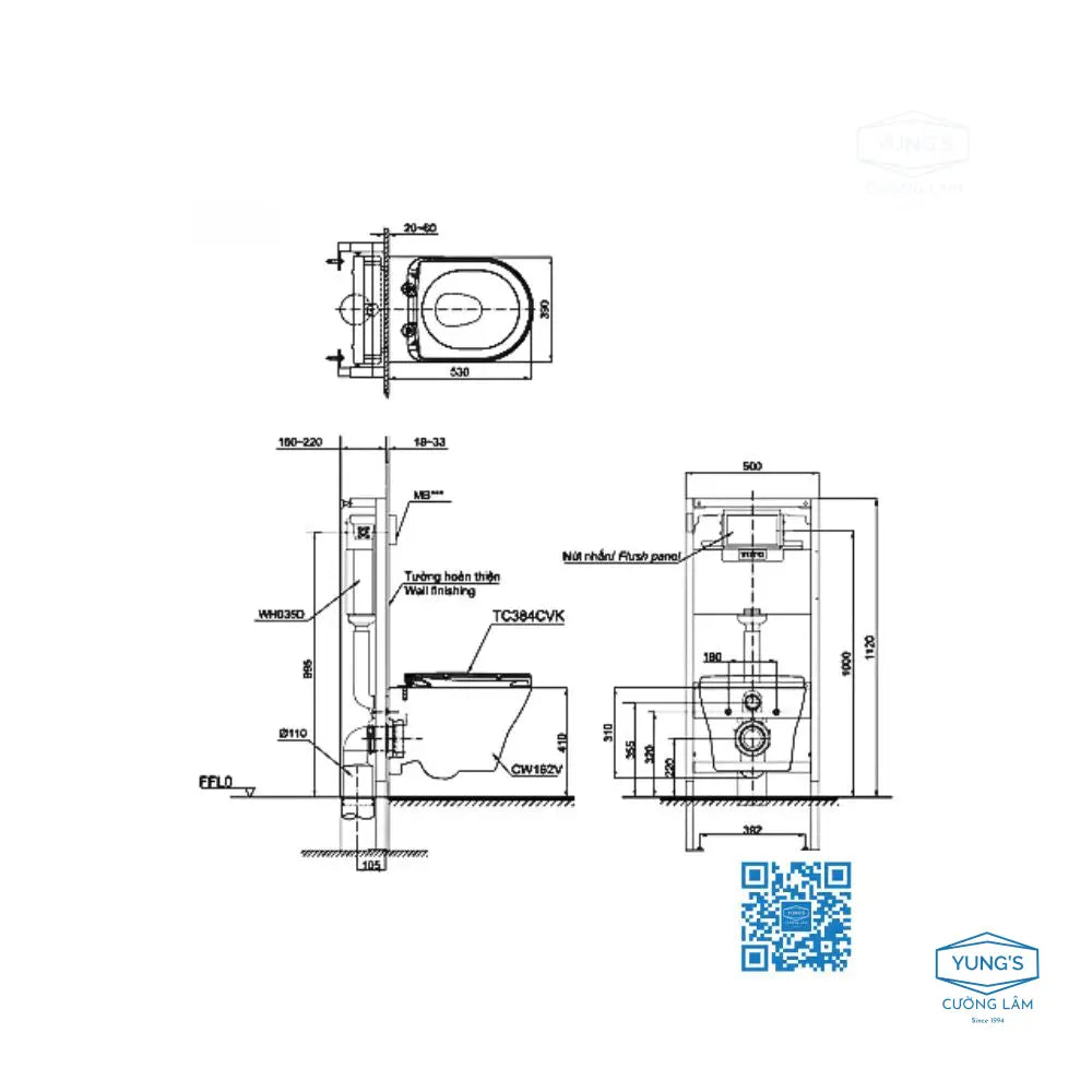 Bồn Cầu TOTO CW162/TC384CVK Treo Tường