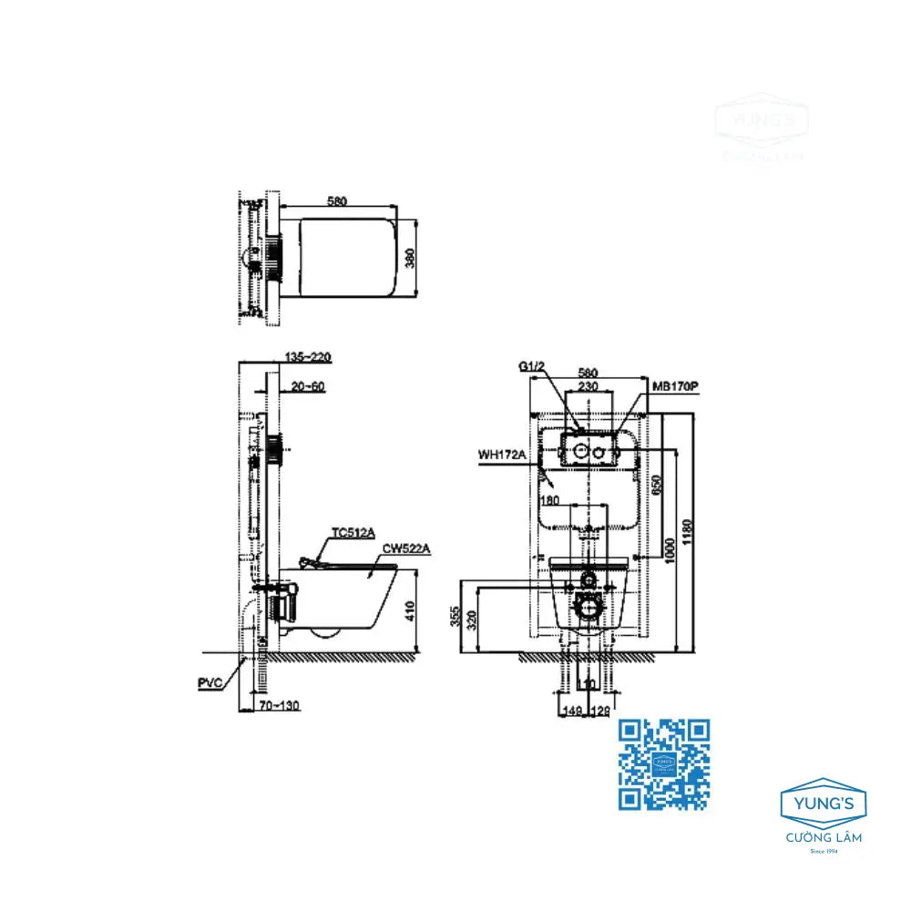 Bàn cầu treo tường CW522A TC512A | Thiết Bị Vệ Sinh TOTO