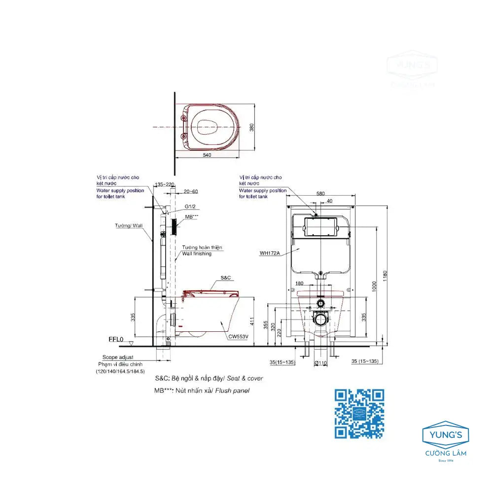 Bàn Cầu Treo Tường CW553#XW TCF34320GAA#NW1 WH172A | Thiết Bị Vệ Sinh …