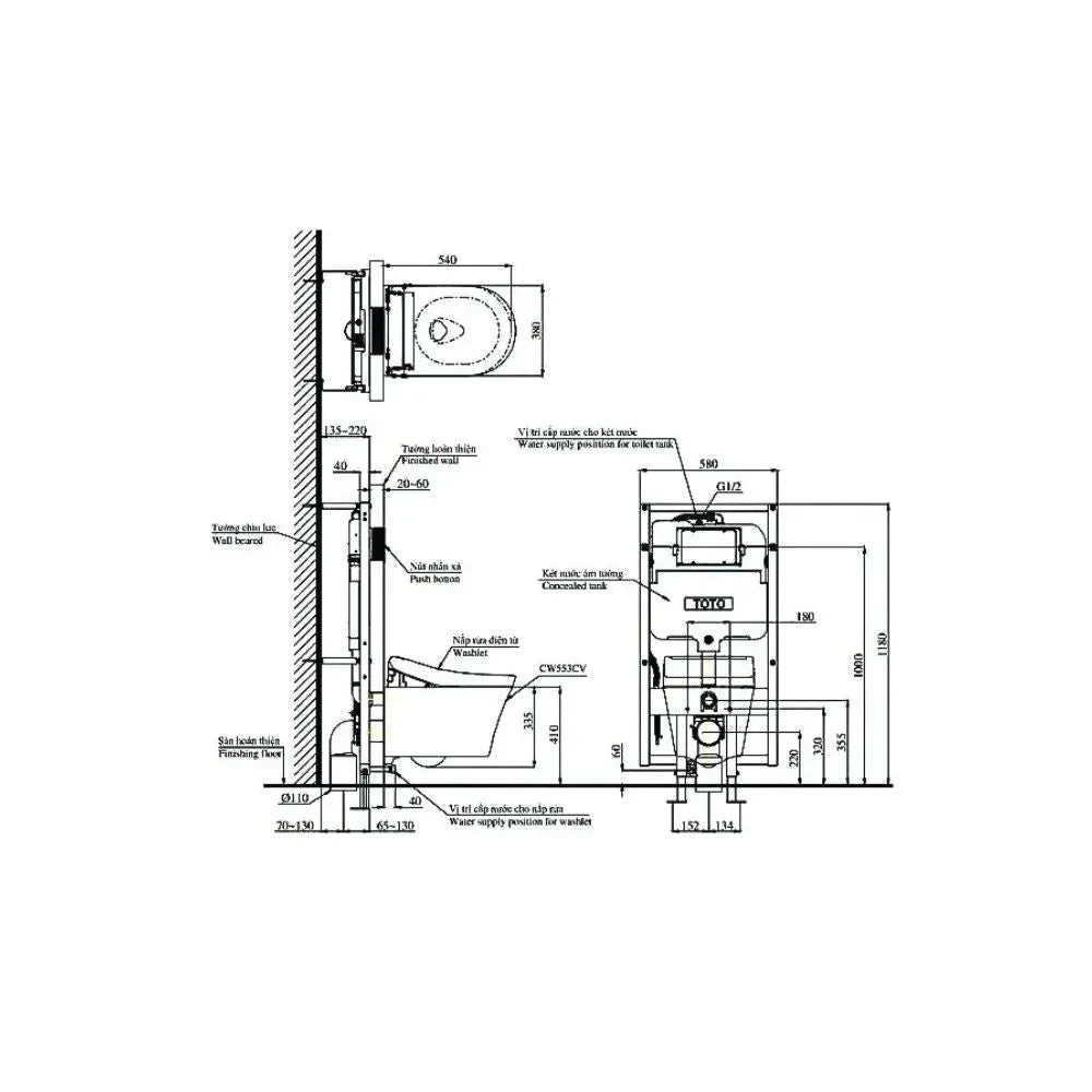 Bàn Cầu Treo Tường CW553C#XW TCF33370GAA#NW1 WH172AT TCA465 | Thiết Bị…