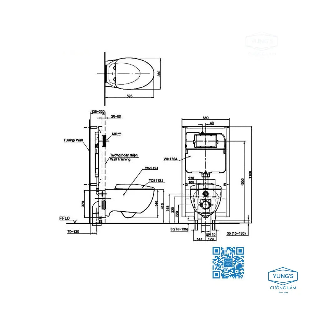 Bàn cầu treo tường CW812RA#W TC811SJ#W | Thiết Bị Vệ Sinh TOTO