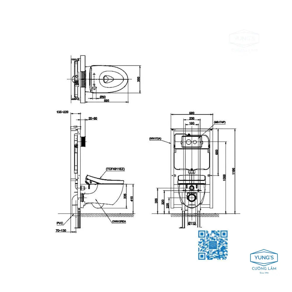 Bàn cầu treo tường CW812REA#W TCF24460AAA#NW1 WH172AT TCA465 | Thiết B…