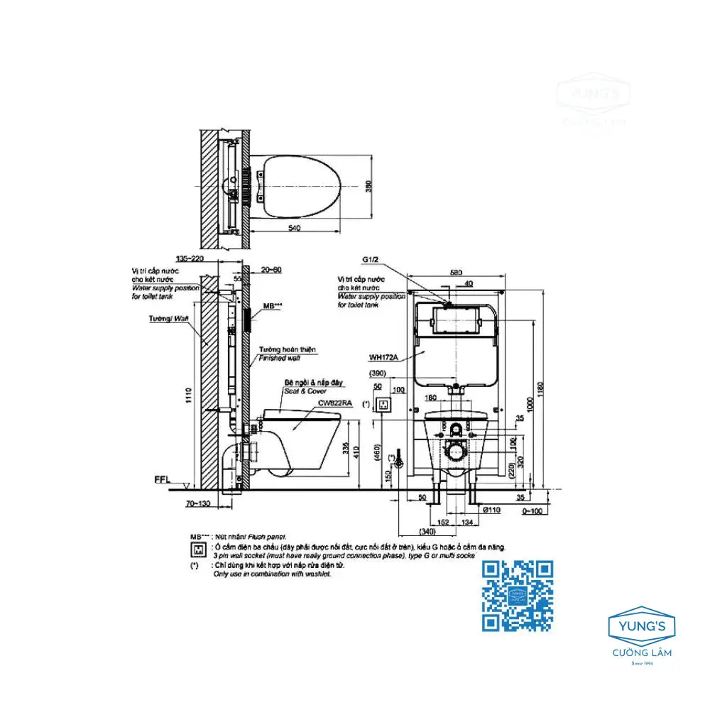 Bàn cầu treo tường CW822RA#W TC600VS#W | Thiết Bị Vệ Sinh TOTO