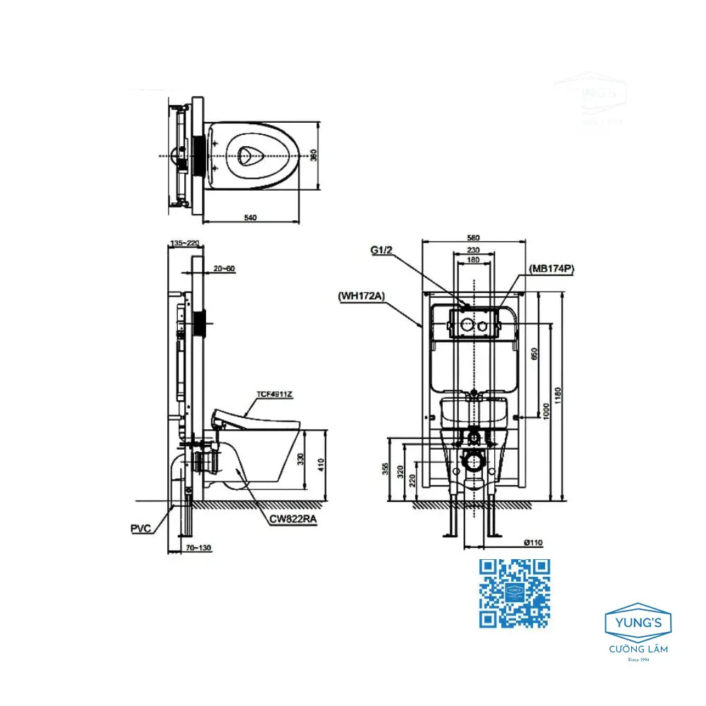 Bàn cầu treo tường CW822RA#W TCF4911Z#NW1 | Thiết Bị Vệ Sinh TOTO