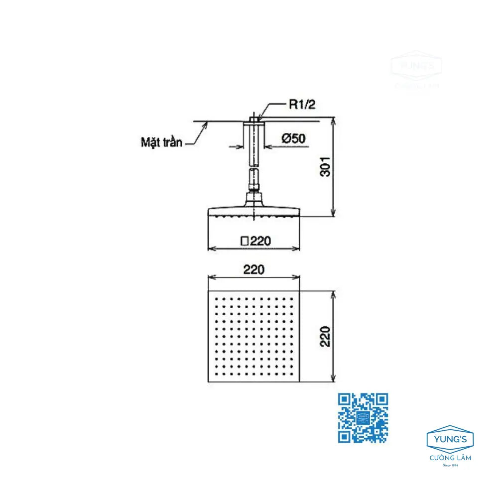 Bát sen gắn trần DB144-1CR | Thiết Bị Vệ Sinh TOTO