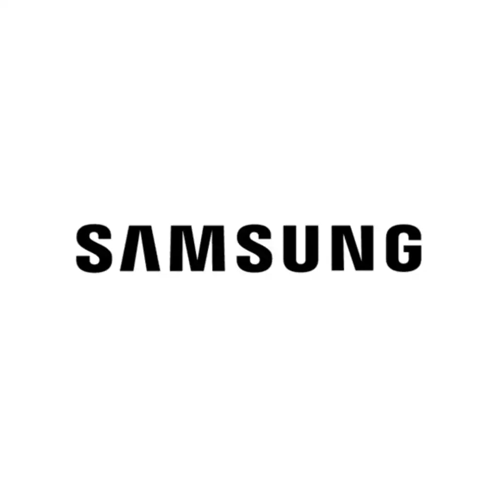 Logo Samsung màu đen với kiểu chữ đơn giản, hiện đại.