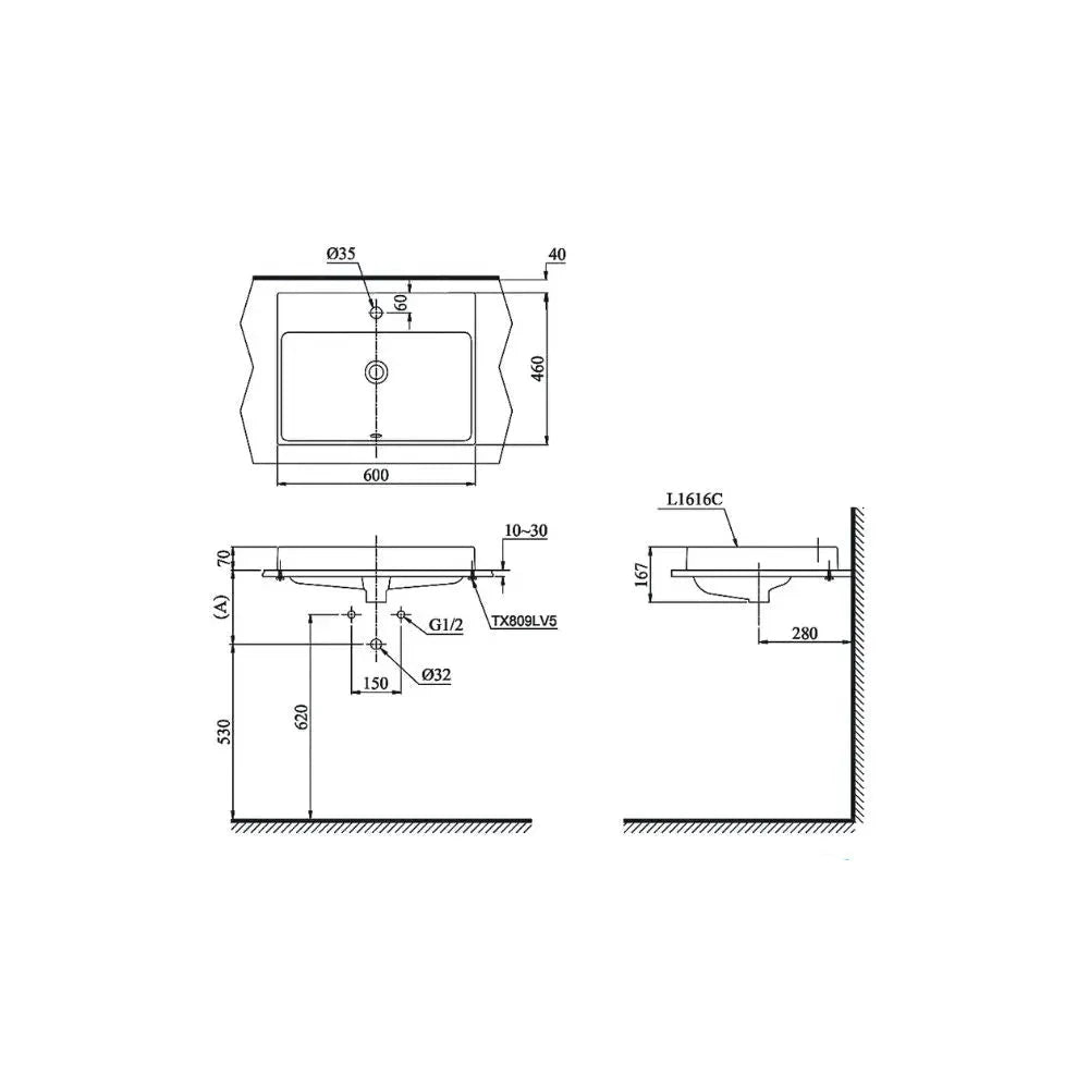 L1616C#W Lavabo Đặt Trên Bàn