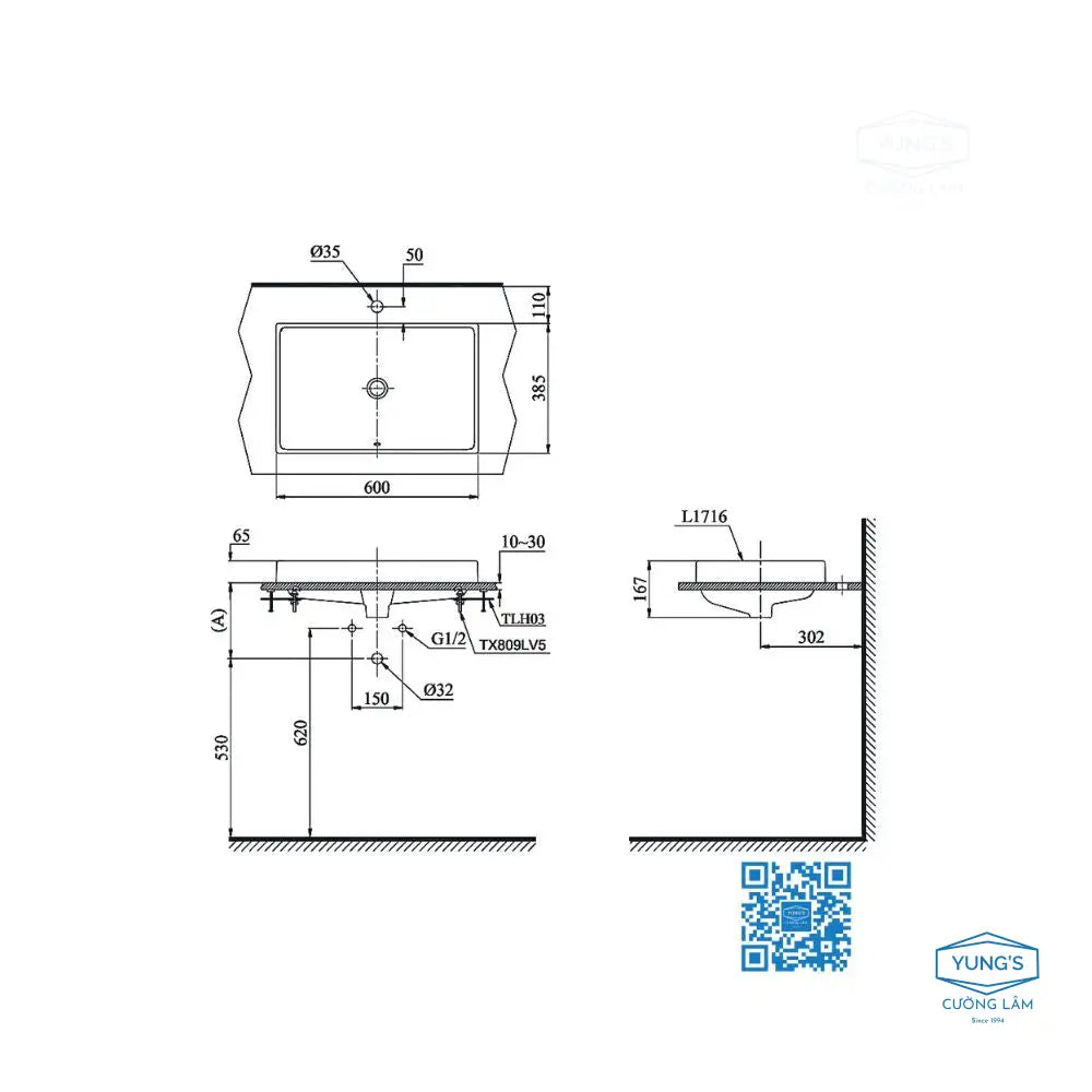 L1716#W Lavabo Đặt Trên Bàn