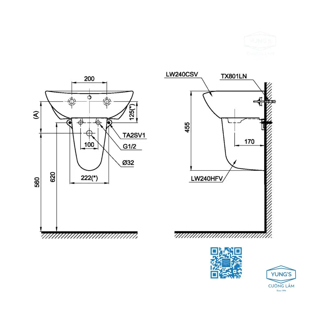 Chân treo L240HF#W | Thiết Bị Vệ Sinh TOTO