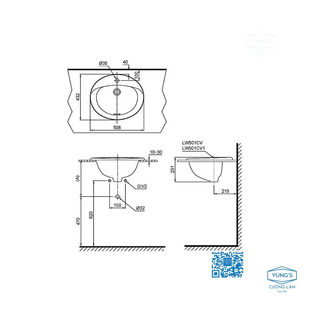 L501C#Xw Lavabo Dương Vành