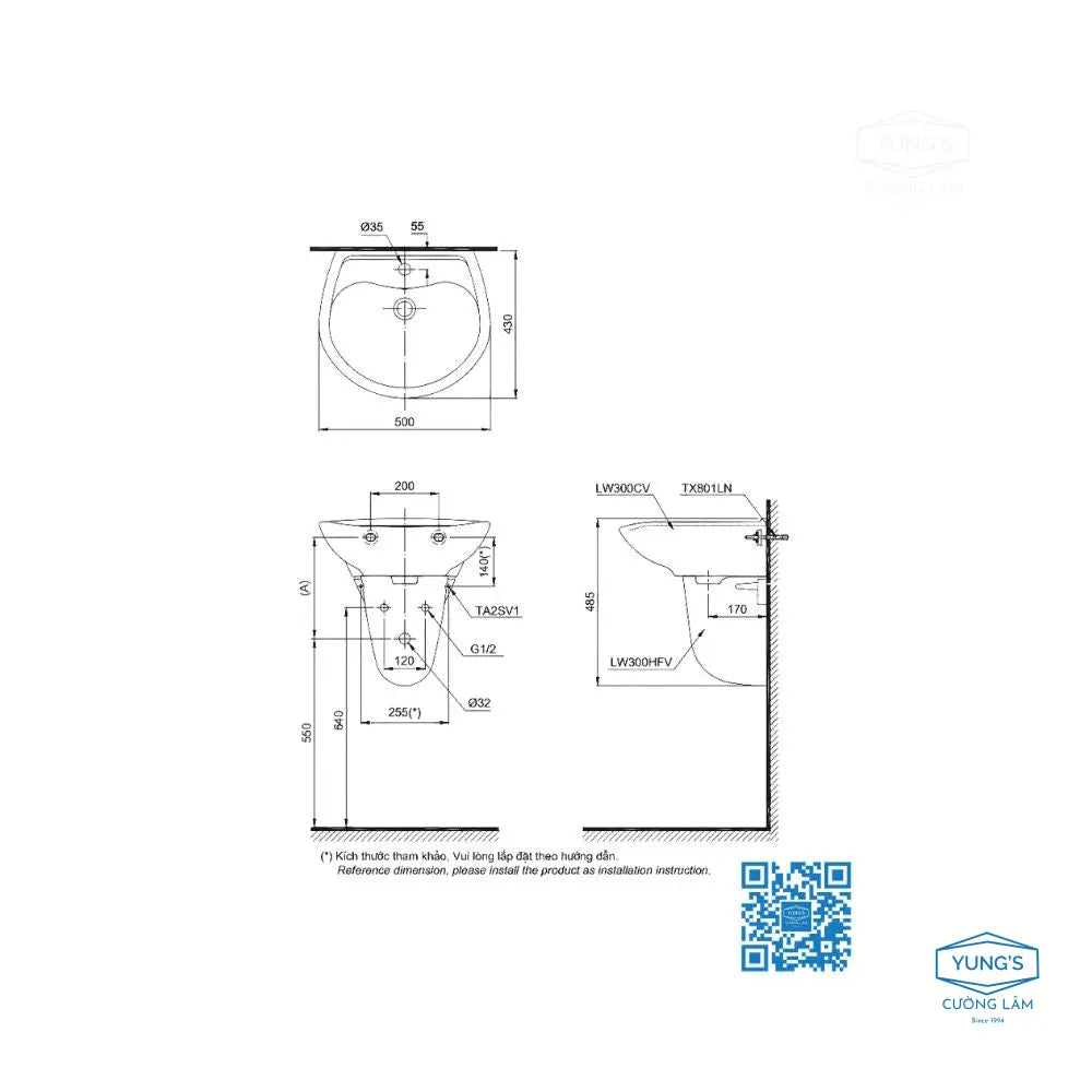 Lht300Cr#W Lavabo Treo Tường