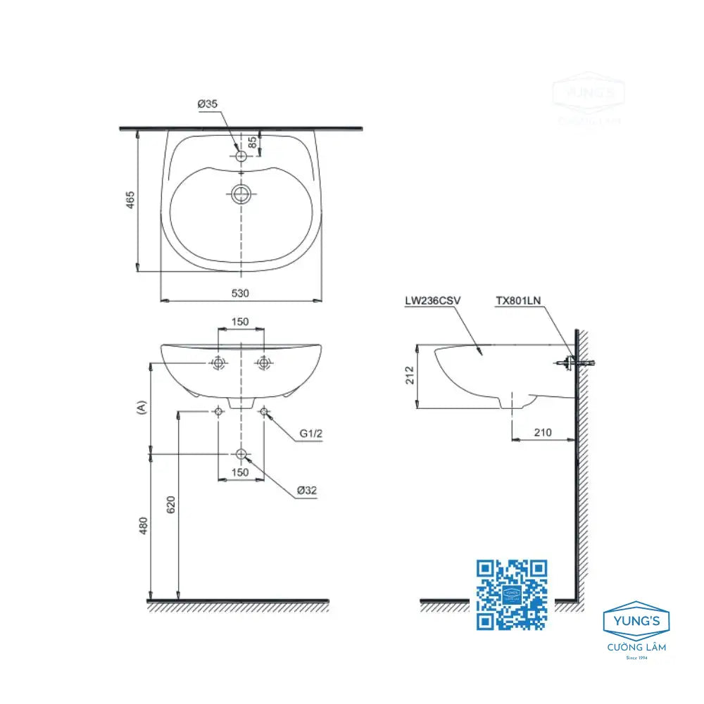 Lavabo Treo Tường LT236CS#W | Thiết Bị Vệ Sinh TOTO Việt Nam