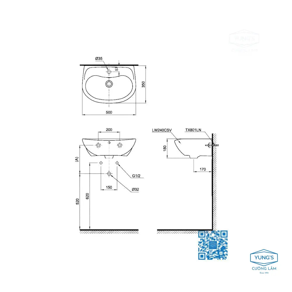 Lt240Cs#W Lavabo Treo Tường