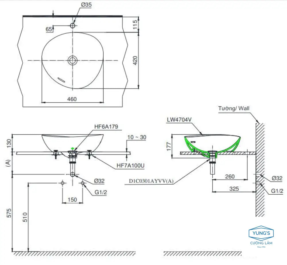 Lt4704G17#Xw Lavabo Đặt Trên Bàn