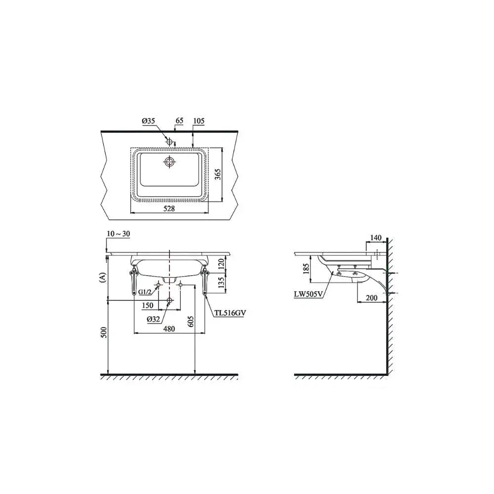 LT505T#XW - Lavabo âm bàn