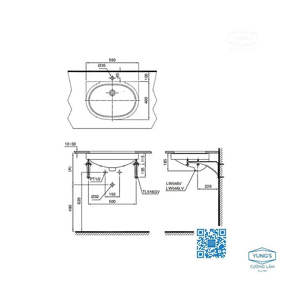 Lt546#Xw Lavabo Âm Bàn