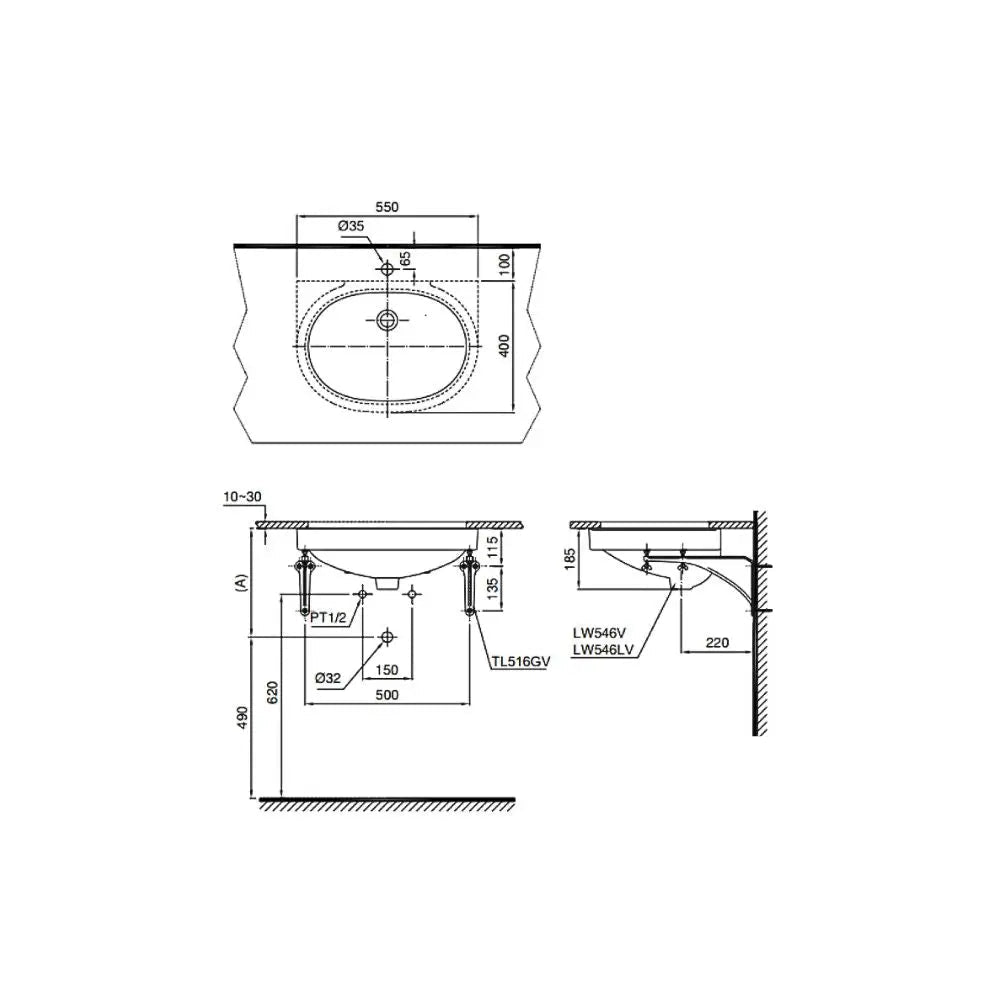 LT546#XW - 台下式臉盆