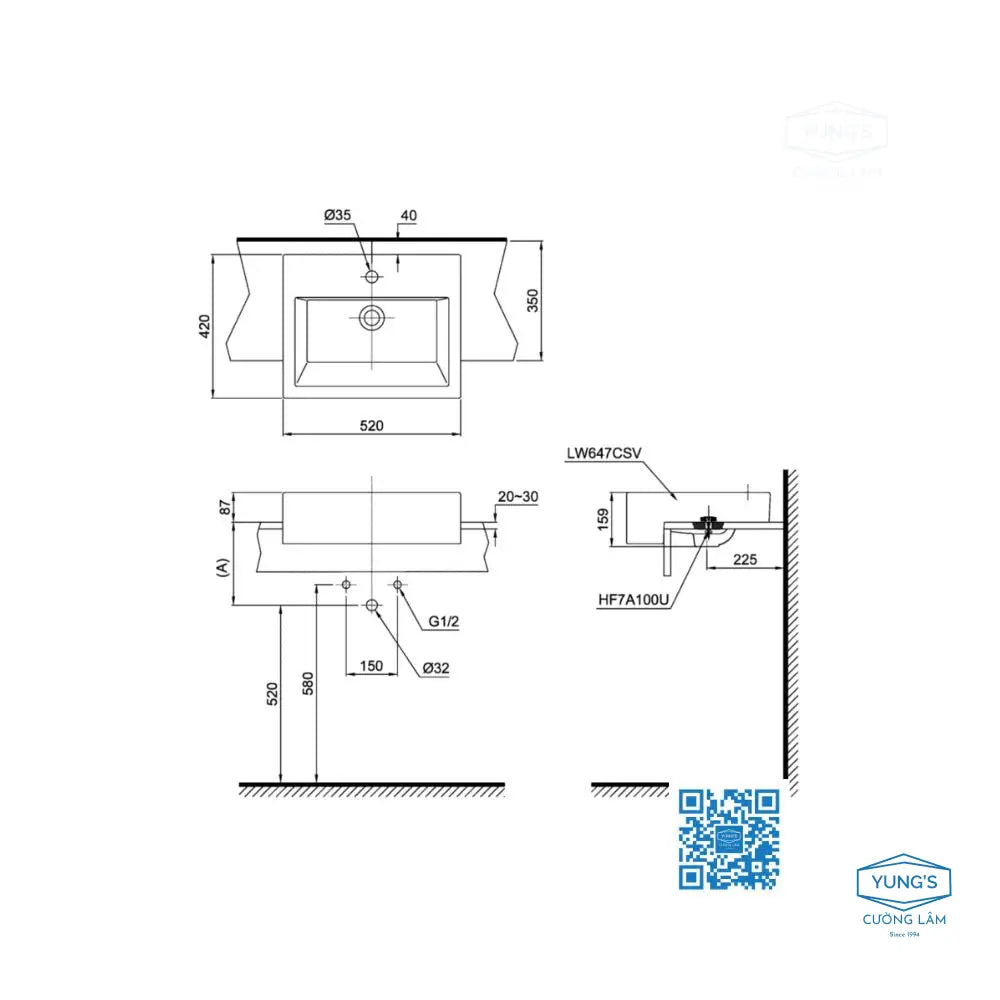 Lt647Cs#Xw Lavabo Bán Âm Bàn