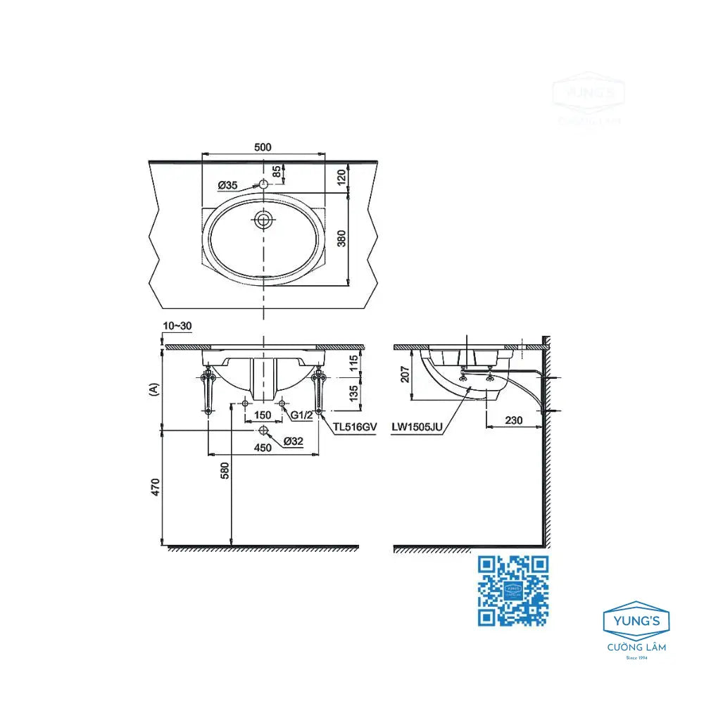 Lw1505V#Xw Tl516Gv Lavabo Âm Bàn