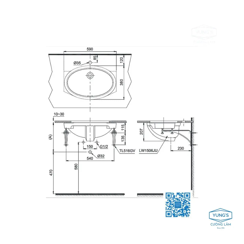 Lw1506V#Xw Tl516Gv Lavabo Âm Bàn