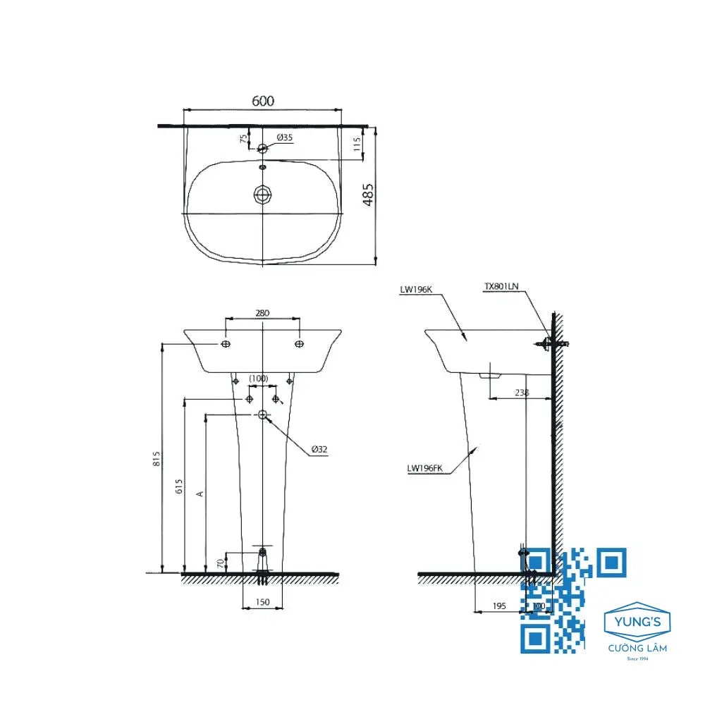 Lw196K Lw196Fk Tx801Ln Lavabo Treo Tường