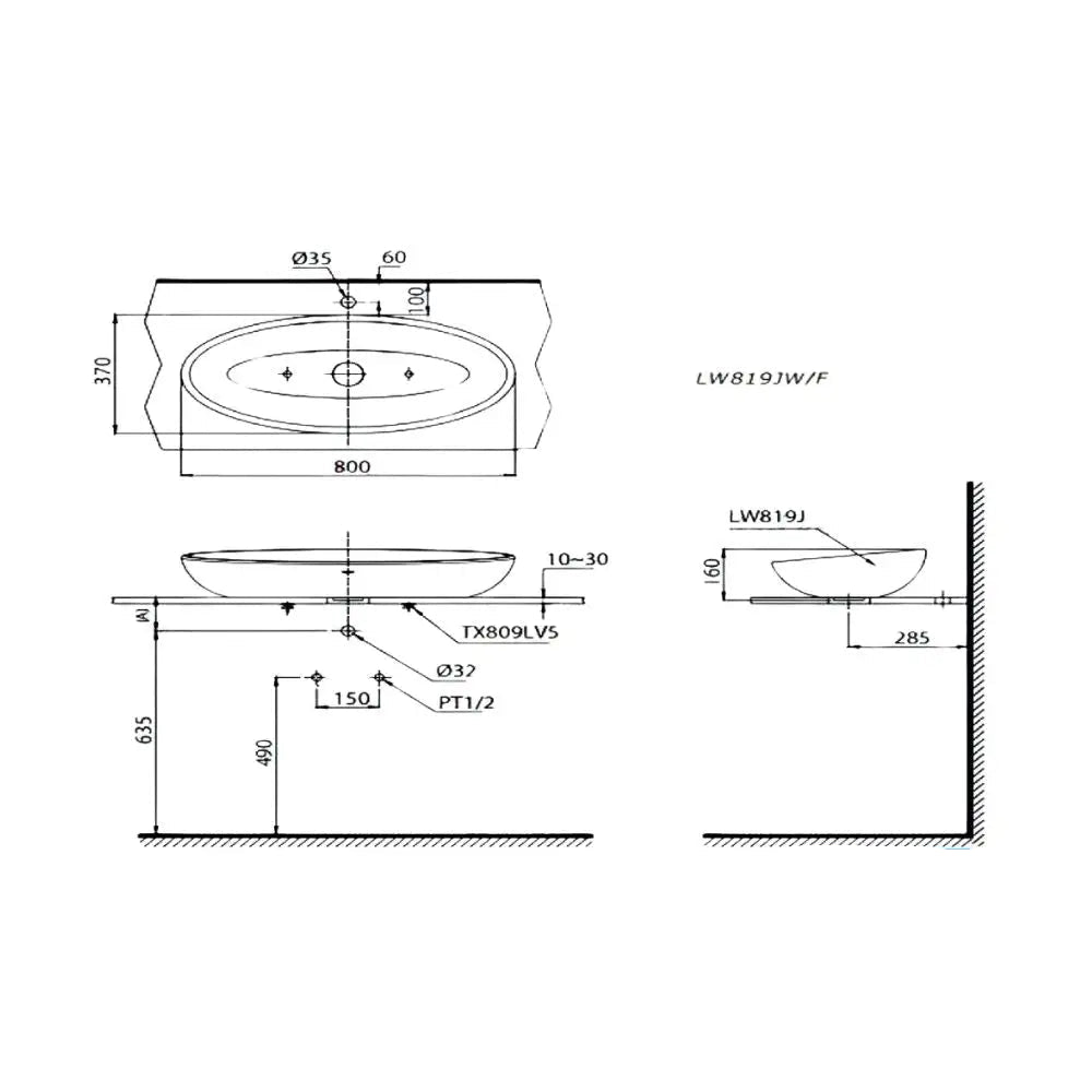 Lw819Jw/F#W Lavabo Đặt Trên Bàn