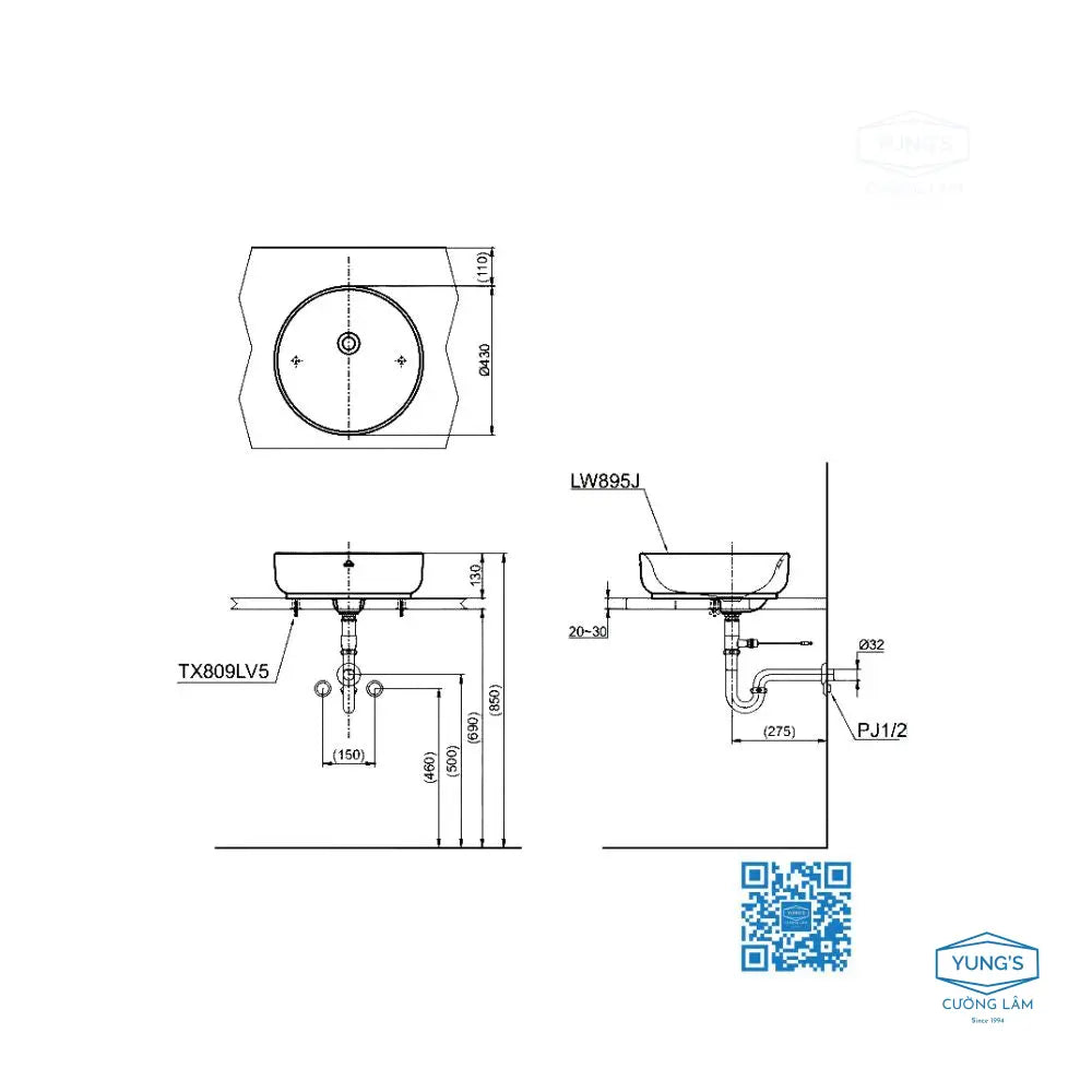 Lw895Jw/F#W Lavabo Đặt Trên Bàn