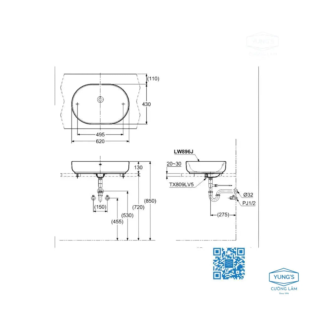 Lw896Jw/F#W Lavabo Đặt Trên Bàn