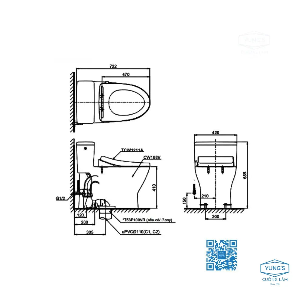 Ms188Vke4#Xw T53P100Vr Bàn Cầu Một Khối