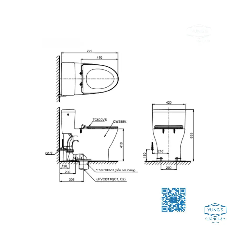 Ms188Vkt8 T53P100Vr Bàn Cầu Một Khối