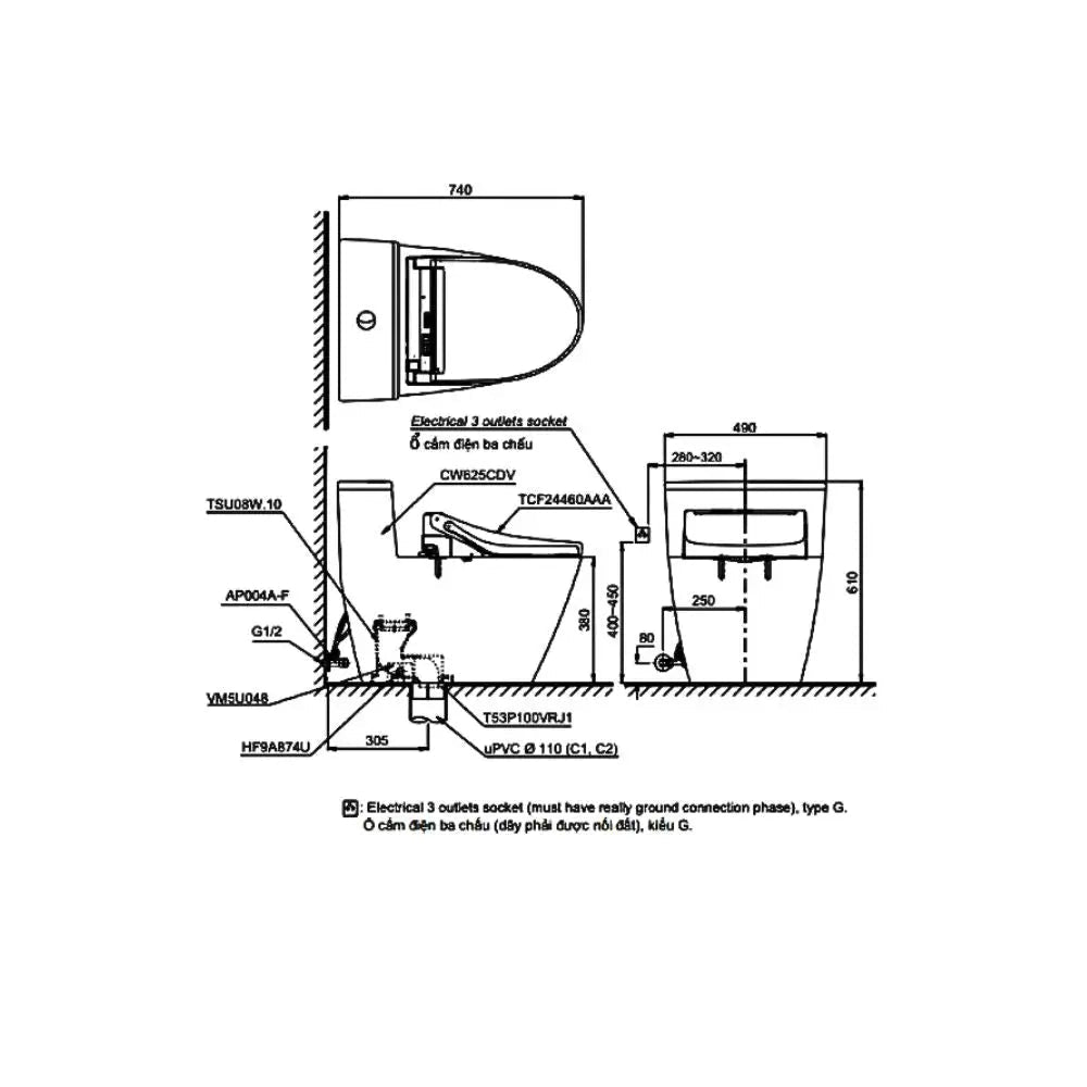 Ms625Cdw15#Xw Bàn Cầu Một Khối