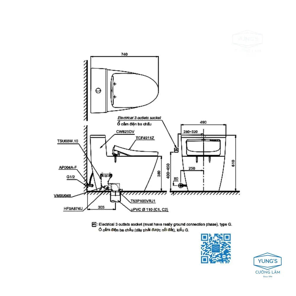 Ms625Dw16#Xw Bàn Cầu Một Khối