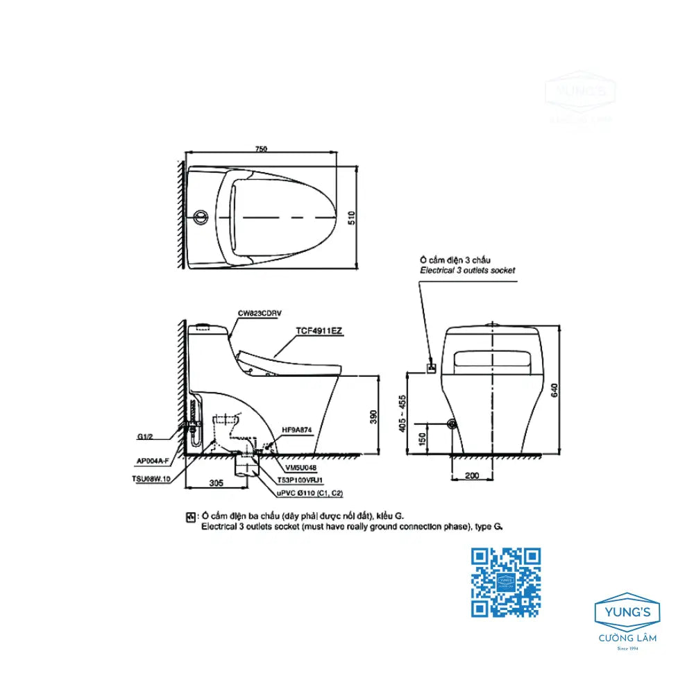 Bàn cầu một khối MS823CDRW12#XW | Thiết Bị Vệ Sinh TOTO