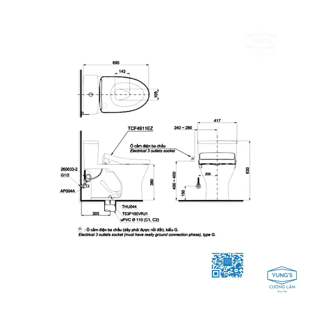 Ms855Cdw12#Xw Bàn Cầu Một Khối