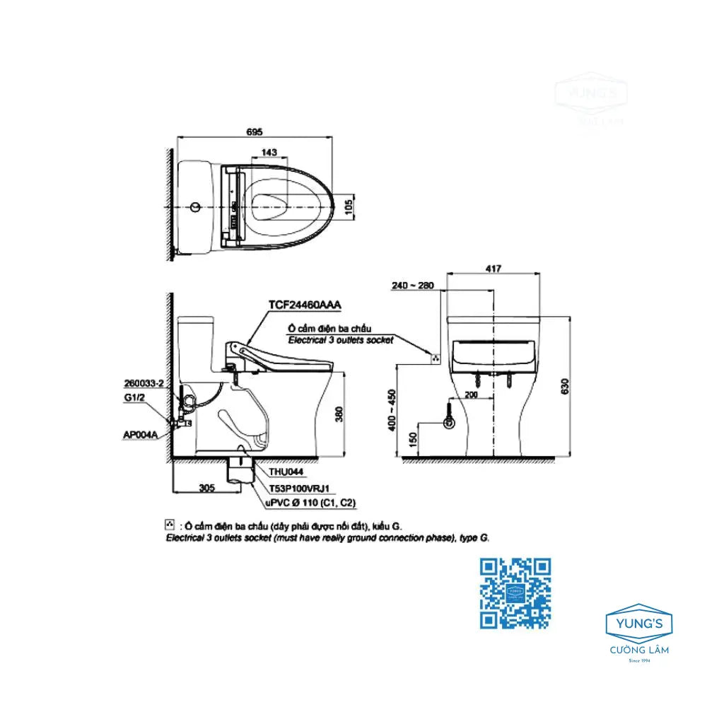 Ms855Cdw15#Xw Bàn Cầu Một Khối