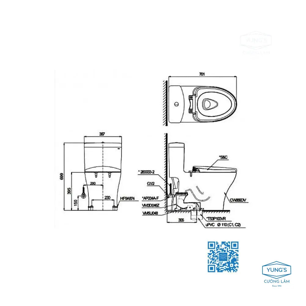 Ms855Cdw17#Xw Bàn Cầu Một Khối