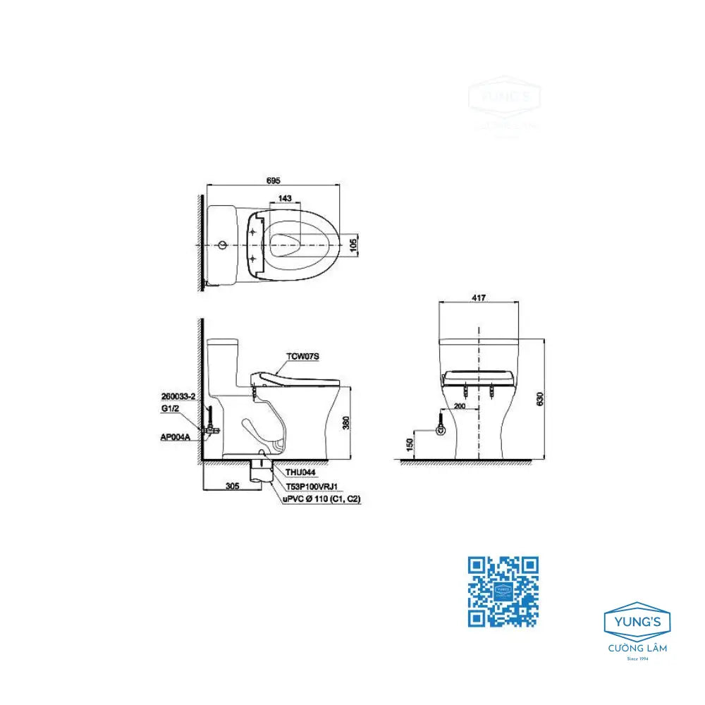 Ms855De2#Xw Bàn Cầu Một Khối