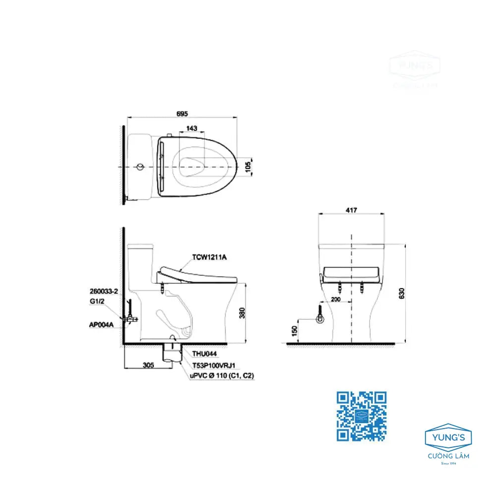 Ms855De4#Xw Bàn Cầu Một Khối