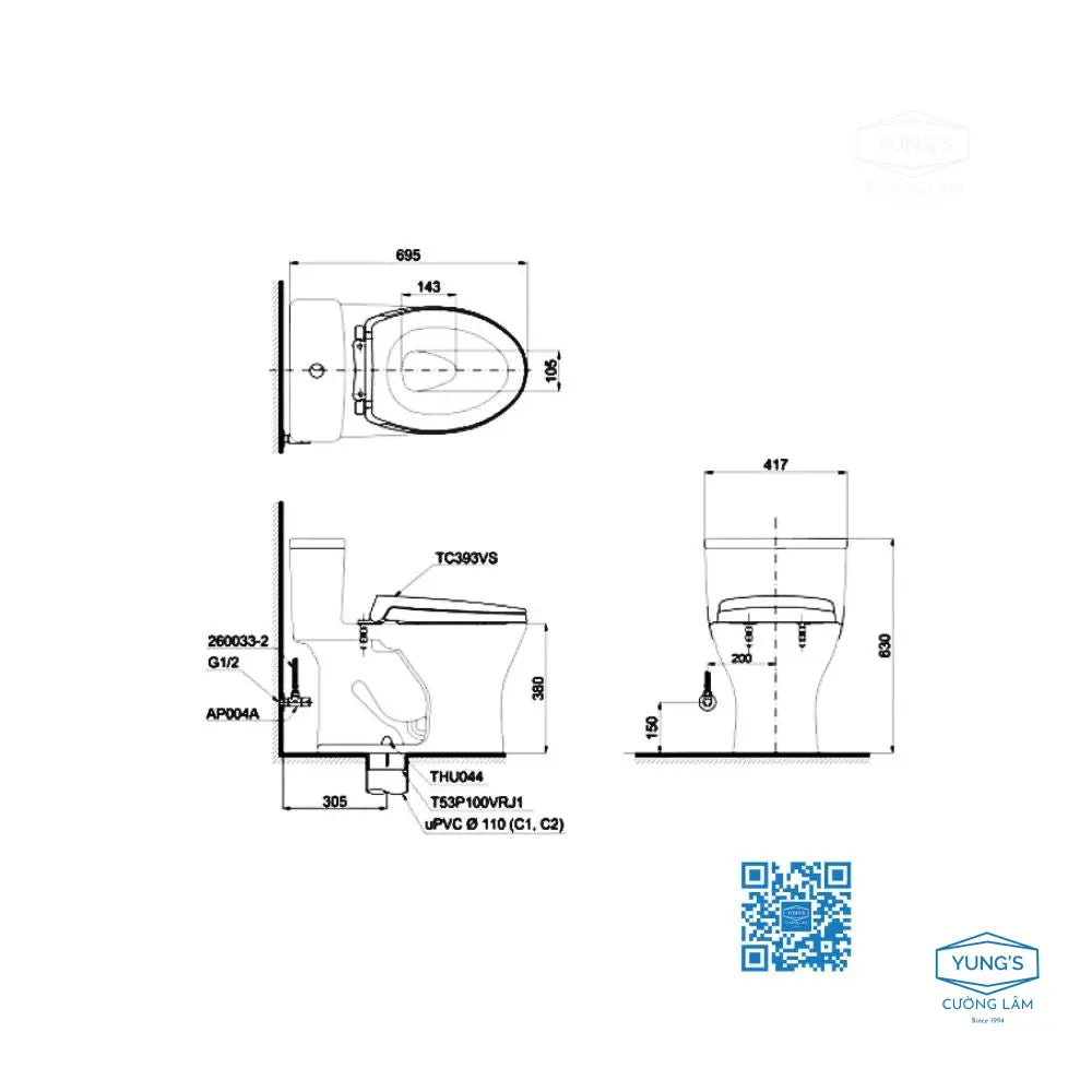 Ms855Dt2#Xw Bàn Cầu Một Khối